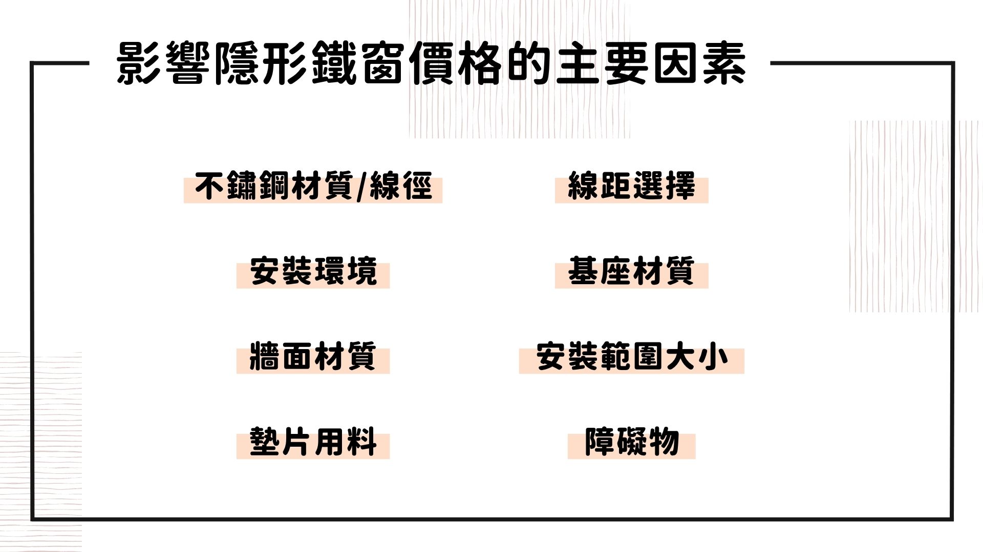 影響隱形鐵窗價格的主要因素